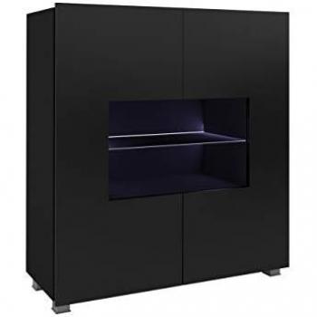 Vitrina Providence B100, Con puertas, Negro brillante, 107 x 100 x 35 cm