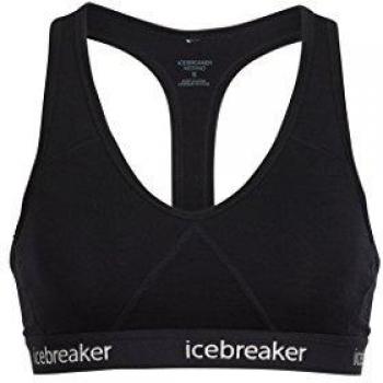 Espalda Cruzada para Mujer Icebreaker Sprite e Instrucciones para Hacer Sujetadores se Ajusta al Cuerpo - Negro/Negro, XS-XL