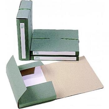 Caja de archivo extendida A4, 3 rabats, elástico, cartón reciclado, 70 mm, color verde