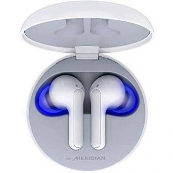 LG TONE Free HBS-FN6W - Auriculares True Wireless Sonido Meridian, Bluetooth 5.0, estuche de carga con limpieza UVnano, carga rápida, comandos de voz Google, protección IPX4 y doble micrófono, Blanco