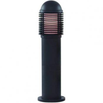 Bolardo jardín Postes Exterior Policarbonato Negro 1 bombilla 45cm, IP44, E27, difusor blanco
