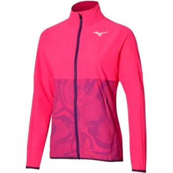 Chaqueta de pádel Mizuno Charge Printed mujer rosa, chaqueta de chándal, diseño impreso, color rosa, adecuada para actividades deportivas