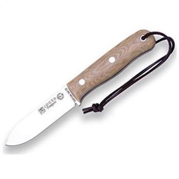 Cuchillo de Supervivencia Trampero Joker CM113, Mango Micarta Canvas Marrón, Hoja de 10.5 cm en Acero Sandvik 14c28n, Ideal para Pesca, Caza, Camping y Sender