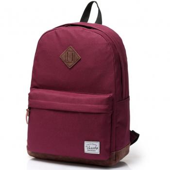Vaschy Unisex Ocasional Desgarro Ligero Resistente al agua Escuela de la Mochila del Morral del Recorrido adapta 14 pulgadas Ordenador portátil Rojo