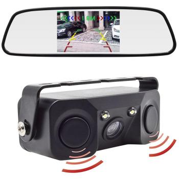 Accfly Sistema De Radar Reverso Aparcamiento Del Coche de copia de Seguridad Sensor de la Cámara 3 en 1 Sonido LED de alarma de 5.0 Pulgadas TFT LCD Rear View Parking Monitor