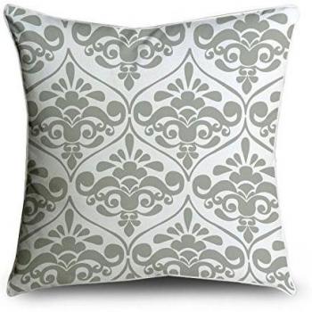 fabricmcc elegante gris y blanco floral Damask manta decorativa Funda de almohada Funda para cojín funda de almohada, algodón, 30x50cm