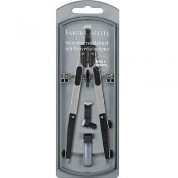 Compás de Ajuste Rápido Faber-Castell 4.0 mm, Plata/Negro, Diámetro Máximo 450 mm