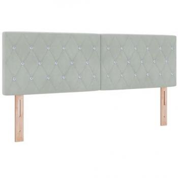 Cabecero LED Argyle con luces de tira, gris claro, 80 cm, terciopelo