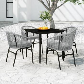 5-Piece Grey Synthetic Rattan Garden Dining Set