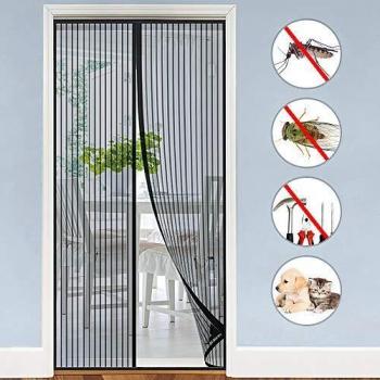Cortina Mosquitera Magnética para Puertas, Otumixx Mosquitera Puerta Magnetica 90x210cm, Cierre automático y Magnética fuerte y Instalación fácil Mosquitera Magnética para Sala de Estar Balcón, Negro