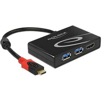 Adaptador USB C a 2x USB 3.0 y HDMI DELOCK 62854