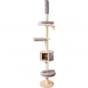 Rascador Natural Paradise Magnolia con tensor de techo para gatos - Gris claro