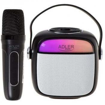 Altavoz Karaoke Inalámbrico Adler AD 1199 Negro con Micrófono - SD/USB/AUX/Bluetooth, 4 Modulaciones de Voz y 8 Horas de Autonomía