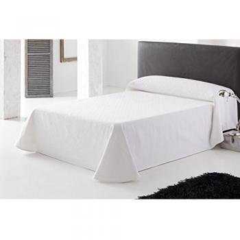 ES-TELA - Colcha polar LIDO color Blanco - Cama de 90 cm. - Tejido jacquard - 50% Algodón/50% Poliéster