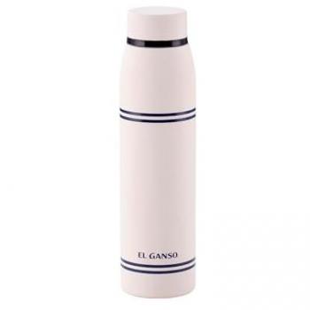Bidón de Agua Elegante El Ganso 750ml con Diseño de Rayas Azules y Rojas en Acero Inoxidable Blanco
