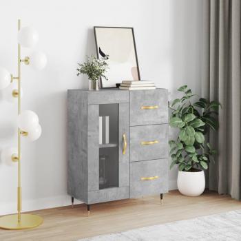 Aparador de madera de ingeniería 69,5x34x90 cm en color gris hormigón, mueble de almacenaje para salón, buffet y armario auxiliar