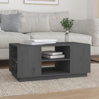 Mesa de centro de madera maciza de pino 90x49x40,5 cm en color Natural, Blanco y Gris - Mesita de Salón o Comedor o Auxiliar