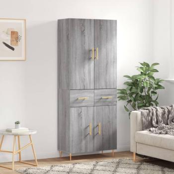 Aparador alto de madera multicapa gris sonoma 69,5x34x180 cm