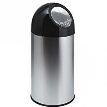 Cubo de basura con trampilla de acero inoxidable, capacidad 40 litros