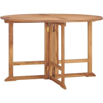 vidaXL Folding Garden Dining Table Ø110x75 cm Solid Wood Teak
