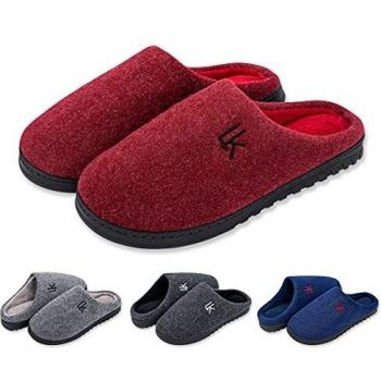 LK LEKUNI Zapatillas de Casa Mujer y Hombre de Estar Zapatos Antideslizantes Ultraligero Cómodo y Calentitas Antideslizante Pantuflas-Rojo-36-37