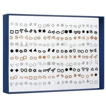 PTN Pendientes Mujer,100 Pares de Aretes Geométricos, Pendientes Niña, Pendientes Hipoalergenicos Mujer, Simples Punk Hip-pop Rock Triángulos Geométricos Aretes, Regalos Originales Para mujer