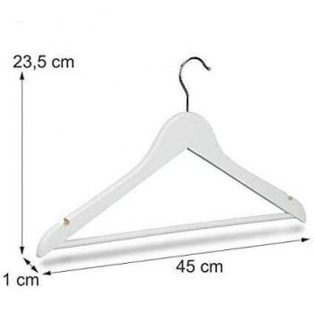 Set de 100 perchas de madera blancas con gancho giratorio 360° para pantalones, trajes y camisas