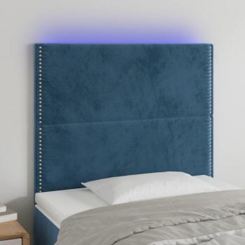 Cabecero LED Terciopelo Azul Oscuro 80x5x128 cm con luces integradas