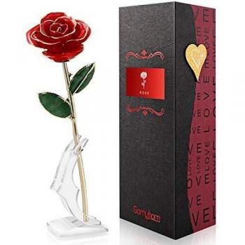 Gomyhom Rosa 24K, Rosa de Oro Chapada en Oro con Caja de Regalo para Madre para Amor en el Día de San Valentín para Aniversario para Amigos como Un Regalo de Cumpleaños