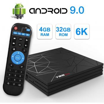 Android TV Box, Android 9.0 TV Box 4GB RAM/32GB ROM H6 Quad-Core Soporte 2.4Ghz WiFi 6K HDMI DLNA 3D Smart TV Box