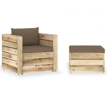 Juego de sofás de jardín con cojines 2 piezas de madera impregnada verde