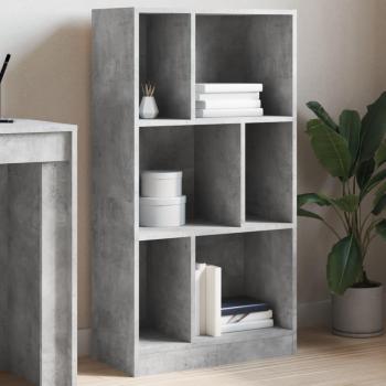 Librería de madera multicapa gris hormigón 57x28,5x107,5 cm