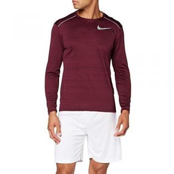 NIKE M NK DF Miler LS Flash NV Playeras, Hombre, Night Maroon/Reflective silv, L