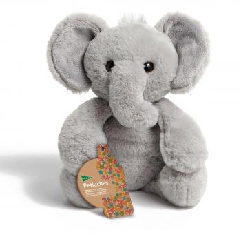 Elefante de peluche sostenible con relleno orgánico y tejido reciclado