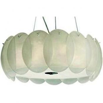 Lámpara colgante de techo grande Ovalino blanca con 8 bombillas E27 Ideal Lux