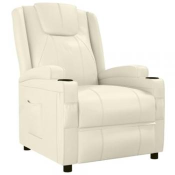 Sillón reclinable de cuero sintético blanco crema Vidaxl Crema