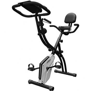 Bicicleta Estática Plegable con Respaldo, Pantalla LCD, Cuerdas Elásticas, 8 Niveles de Resistencia Magnética y Sillín Ajustable - Physionics