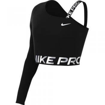 Top Corto Asimétrico Dri-FIT Pro Shine para Mujer - Negro S (EU 36-38)