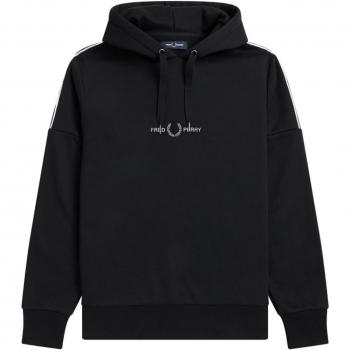 Fred Perry Black Hooded Sweatshirt with Logo Detail M4701