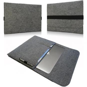 UC-Express – Funda para Trekstor SurfTab Duo W3 W2 W1 Fieltro Sleeve Funda Laptop Case Cover notebook Bag fabricada en un Fieltro Gris con bolsillos interiores y seguro cierre de NAUC