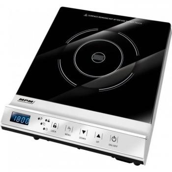 MPM MKE-12 Placa de Inducción Portátil, Superficie de Cristal, Control Táctil, Temperatura Regulable 60-240°C, Temporizador, Programable, 10 Nive