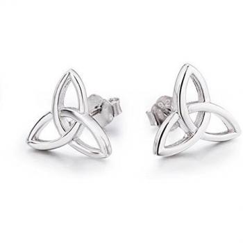 Pendientes de Nudo Celta Plata de Ley Céltico Triquetra Arete para Mujeres Chicas