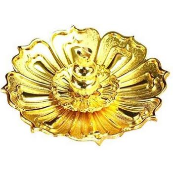 Wosune Base de incienso ardiente, soporte de palo de incienso dorado con forma de flor de incienso palo de incienso, base de soporte de aleación de cobre para entrada y sala de estudio