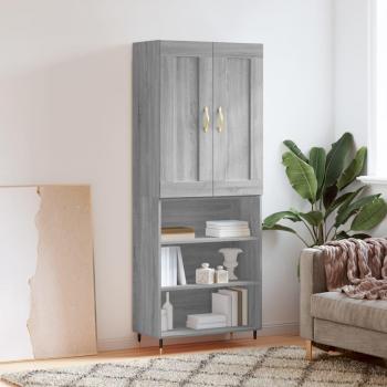 Aparador alto de madera multicapa gris Sonoma 69,5x34x180 cm