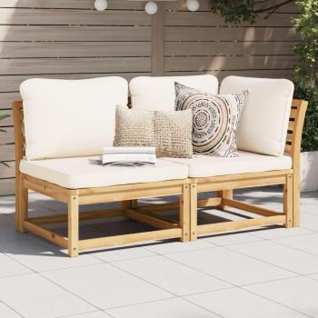2-Piece Acacia Wood Garden Lounge Set with Cushions