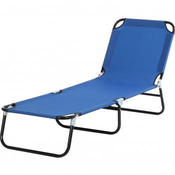 Outsunny Tumbona Plegable Reclinable Ajustable 5 Niveles para Jardín Exterior Piscina Terraza Camping Carga 120 kg 190x56x28 cm Azul