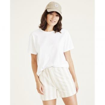 Dockers - Camiseta de mujer blanca de manga corta con cuello redondo
