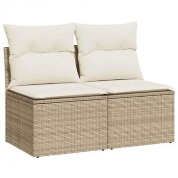 vidaXL 4 Piece Garden Sofa Set with Cushions Beige Poly Rattan Acacia