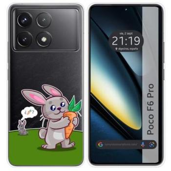 Funda Silicona Transparente Conejo para Xiaomi Poco F6 Pro 5G
