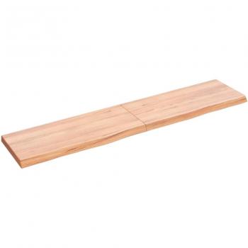 vidaXL Wall Shelf - Light Brown, 140x30x(2-4) cm, Treated Solid Wood Oak